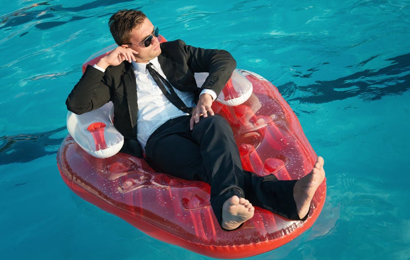 Businessman in a pool